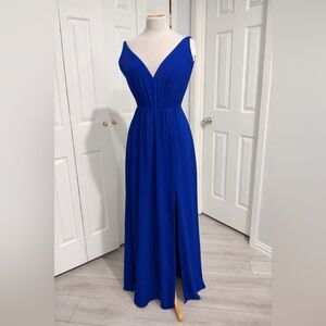 ASOS backless Cobalt/Royal Blue V-Neck Maxi Prom Dress